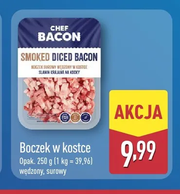 Boczek w kostce wędzony surowy Chef Bacon promocja w Aldi