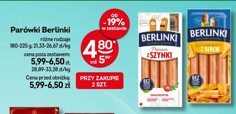 Parówki Berlinki z szynki promocja w Żabka