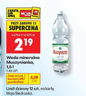 Woda mineralna gazowana Muszynianka promocja w Biedronka