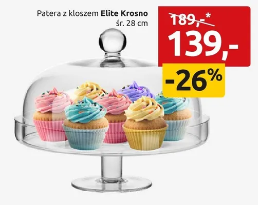 Patera z kloszem Elite Krosno śr. 28 cm promocja w Black Red White