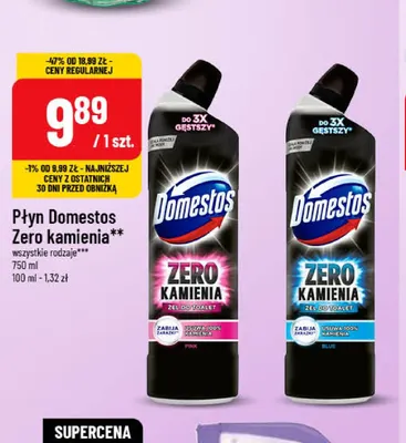 Płyn do toalet Domestos Zero Kamienia Blue promocja w POLOmarket