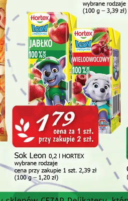 Sok Leon Hortex promocja w CEZAR Delikatesy
