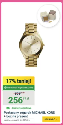 Pozłacany zegarek MICHAEL KORS + box na prezent promocja w ERLI