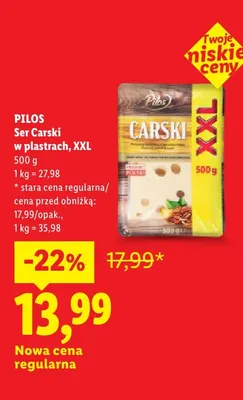 Ser Carski w plastrach XXL Pilos promocja w Lidl