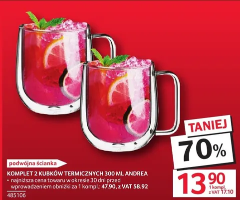 Komplet 2 kubków termicznych 300 ml Andrea promocja w Selgros