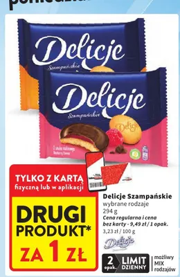 Biszkopty z galaretką malinową Delicje Szampańskie promocja w Intermarche
