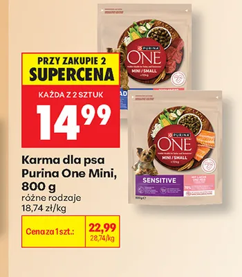 Karma dla psa Purina One Mini Active promocja w Biedronka
