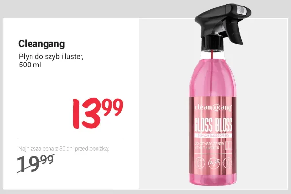 Płyn do szyb i luster Cleangang promocja w Rossmann