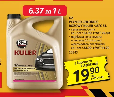 Płyn do chłodnic różowy Kuler -35°C K2 promocja w Selgros