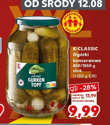 Ogórki konserwowe K-Classic promocja w Kaufland