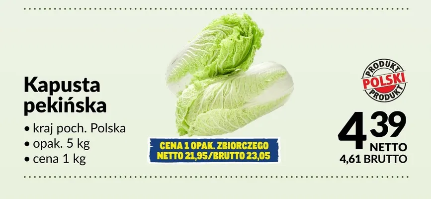 Kapusta pekińska polska promocja w Makro