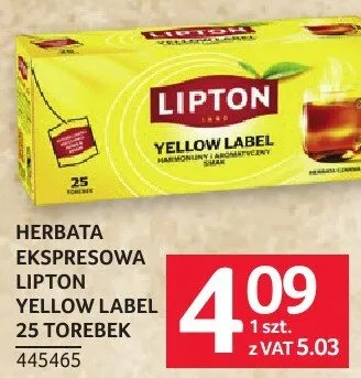 Herbata ekspresowa Lipton Yellow Label 25 torebek promocja w Selgros