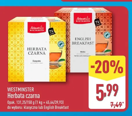 Herbata czarna English Breakfast Westminster promocja w Aldi