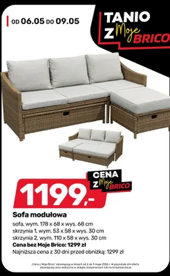 Sofa modułowa ogrodowa 178x68x68cm promocja w Bricomarche