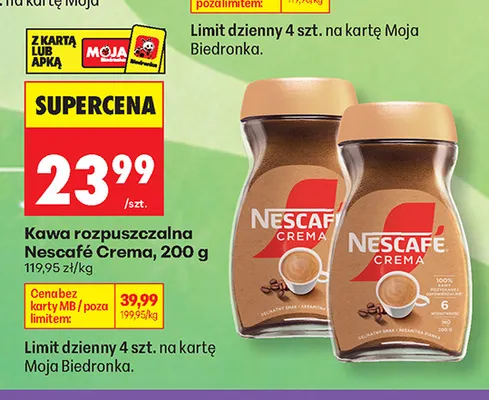 Kawa rozpuszczalna Nescafé Crema promocja w Biedronka