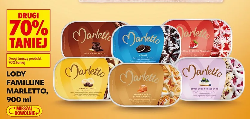 Lody familijne Marletto Triple Chocolate promocja w Biedronka