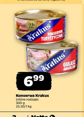 Konserwa Krakus Gulasz Angielski promocja w Netto