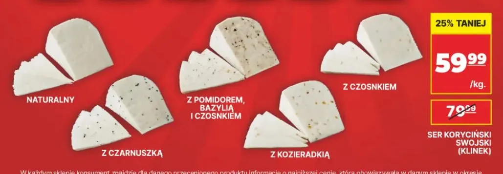 Ser koryciński swojski klinek z kozieradką promocja w API Market