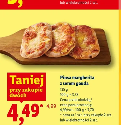 Pinsa margherita z serem gouda promocja w Lidl