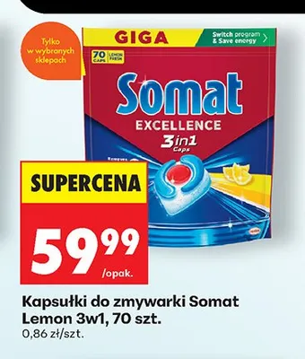 Kapsułki do zmywarki Somat Excellence 3w1 Lemon promocja w Biedronka