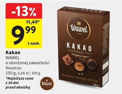 Kakao o obniżonej zawartości tłuszczu promocja w Intermarche