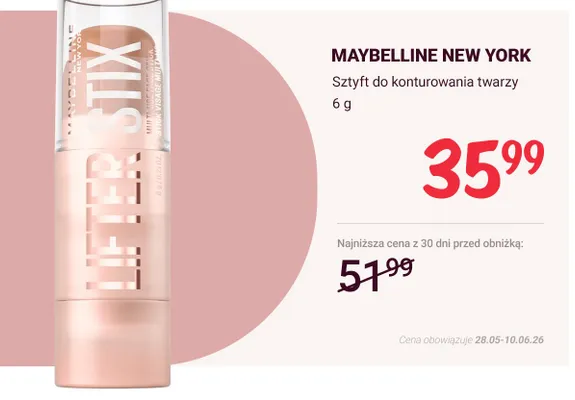 Sztyft do konturowania twarzy MAYBELLINE NEW YORK promocja w Rossmann