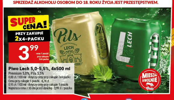 Piwo Lech Pils 4-pak promocja w Twój Market