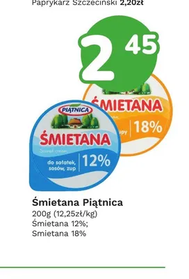 Śmietana Piątnica 12% promocja w Limonka