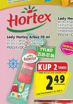 Lody Hortex Arbuz promocja w Prim Market