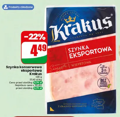 Szynka konserwowa eksportowa Krakus promocja w Dino