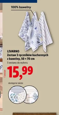 Zestaw 3 ręczników kuchennych z bawełny LIVARNO 100% bawełny 50x70cm promocja w Lidl