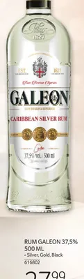 Rum RUM GALEON 37,5% 500 ML Silver, Gold, Black promocja w Selgros