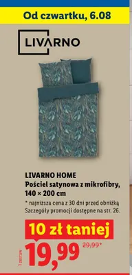 Pościel satynowa z mikrofibry Livarno Home 140x200 cm promocja w Lidl