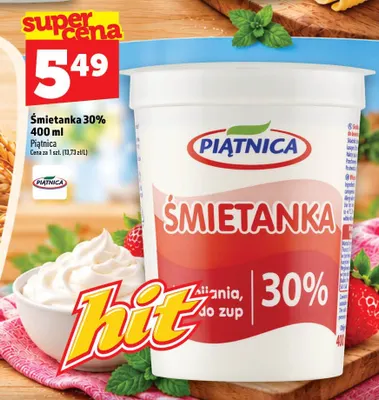 Śmietanka Piątnica 30% promocja w TOPAZ