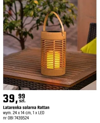 Latarenka solarna Rattan promocja w OBI