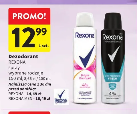 Dezodorant w sprayu Rexona Bright Bouquet promocja w Intermarche
