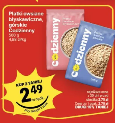 Płatki owsiane błyskawiczne Chabrior promocja w Delikatesy Centrum