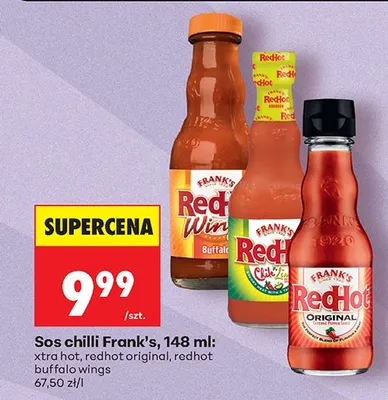 Sos chilli Frank's RedHot xtra hot promocja w Biedronka