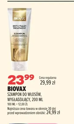 Szampon do włosów wygładzający Biovax promocja w Drogerie Natura