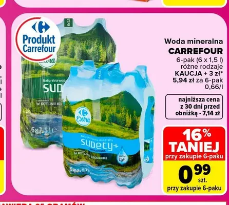 Woda mineralna Carrefour 6-pak promocja w Carrefour Market