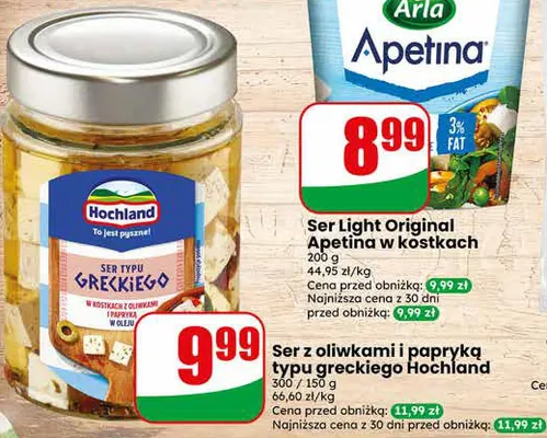 Ser z oliwkami i papryką typu greckiego Hochland promocja w Dino