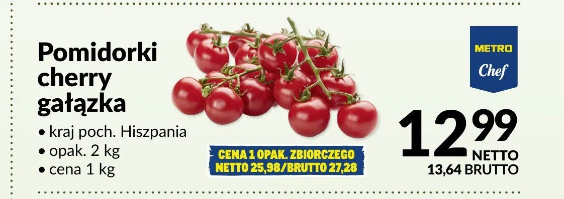 Pomidorki cherry gałązka METRO Chef promocja w Makro