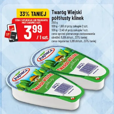 Twaróg Wiejski półtłusty klinek Piątnica promocja w POLOmarket