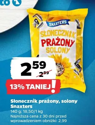 Słonecznik prażony solony Snaxters promocja w Netto