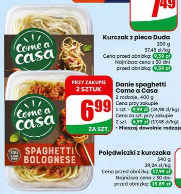 Danie spaghetti Come a Casa promocja w Dino