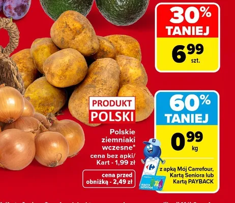 Ziemniaki wczesne polskie promocja w Carrefour Market