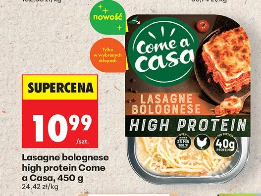 Lasagne bolognese high protein Come a Casa promocja w Biedronka
