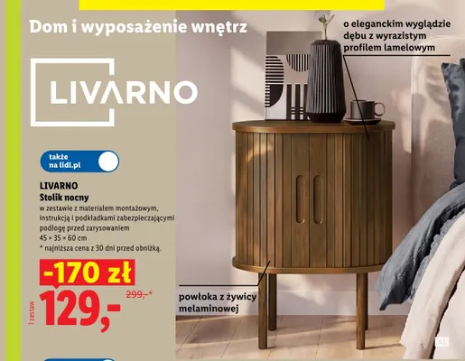 Stolik nocny Livarno 45x35x60 cm promocja w Lidl