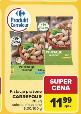 Pistacje prażone solone Carrefour Extra promocja w Carrefour Market