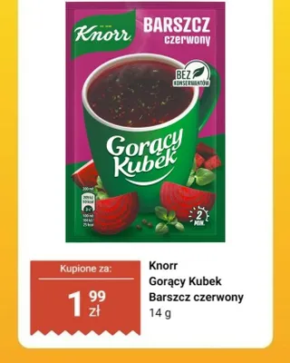 Zupa Knorr Gorący Kubek Barszcz czerwony promocja w Dino